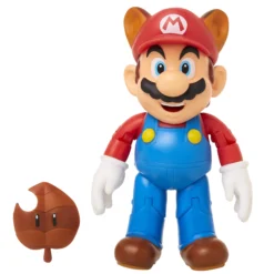 FIGURA SUPER MÁRIO RACCOON COM FOLHA 10CM