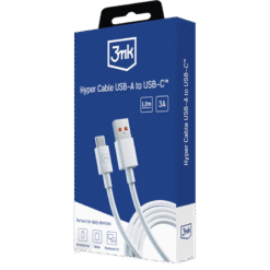 3MK HYPER CABLE USB-A PARA USB-C 1.2M (BRANCO)