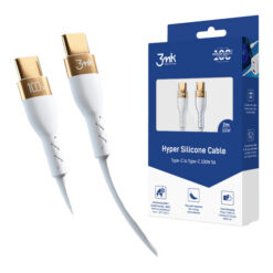 3MK HYPER SILICONE CABLE TYPE C PARA TYPE C 100W 5A 2MTS BRANCO DOURADO 2