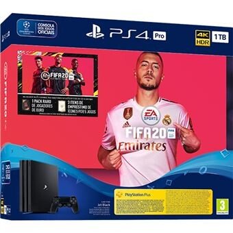 CONSOLA PLAYSTATION 4 PRO 1TB EDICAO ESPECIAL FIFA 20 SEMI NOVA COMPLETA