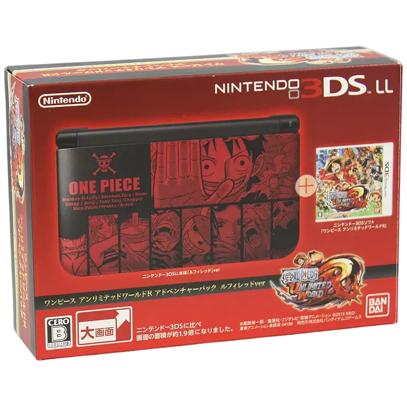 NINTENDO 3DS XL ONE PIECE UNLIMITED WORLD RED LUFFY RED