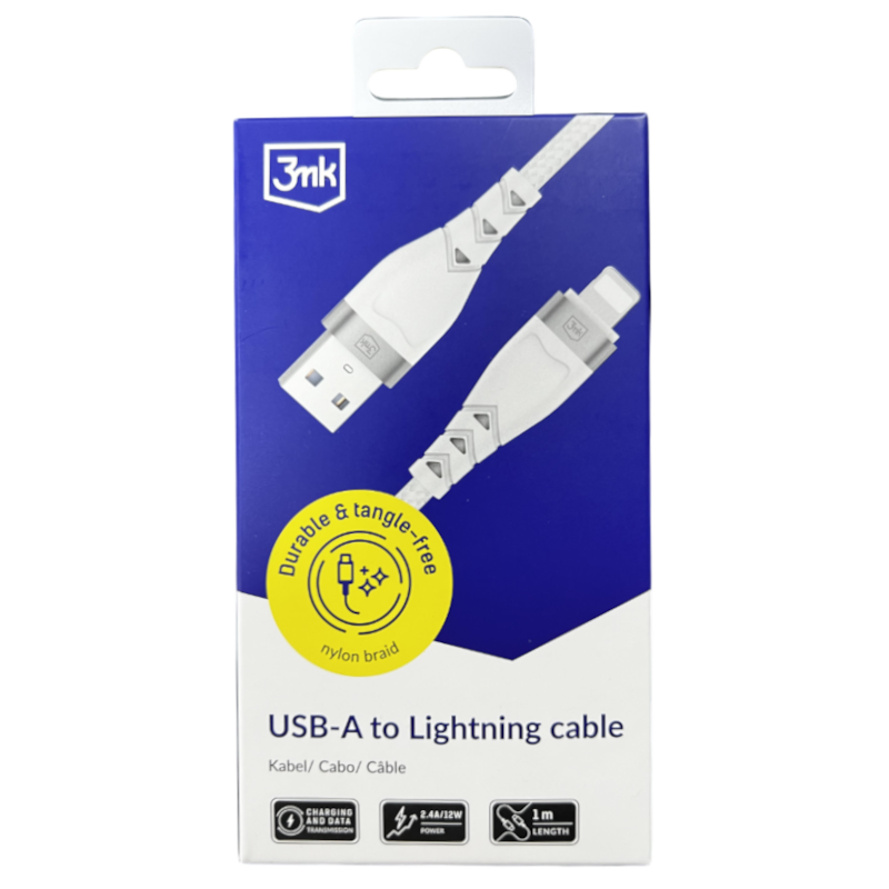 3MK CABO NYLON USB-A PARA LIGHTNING 1M 2.4A